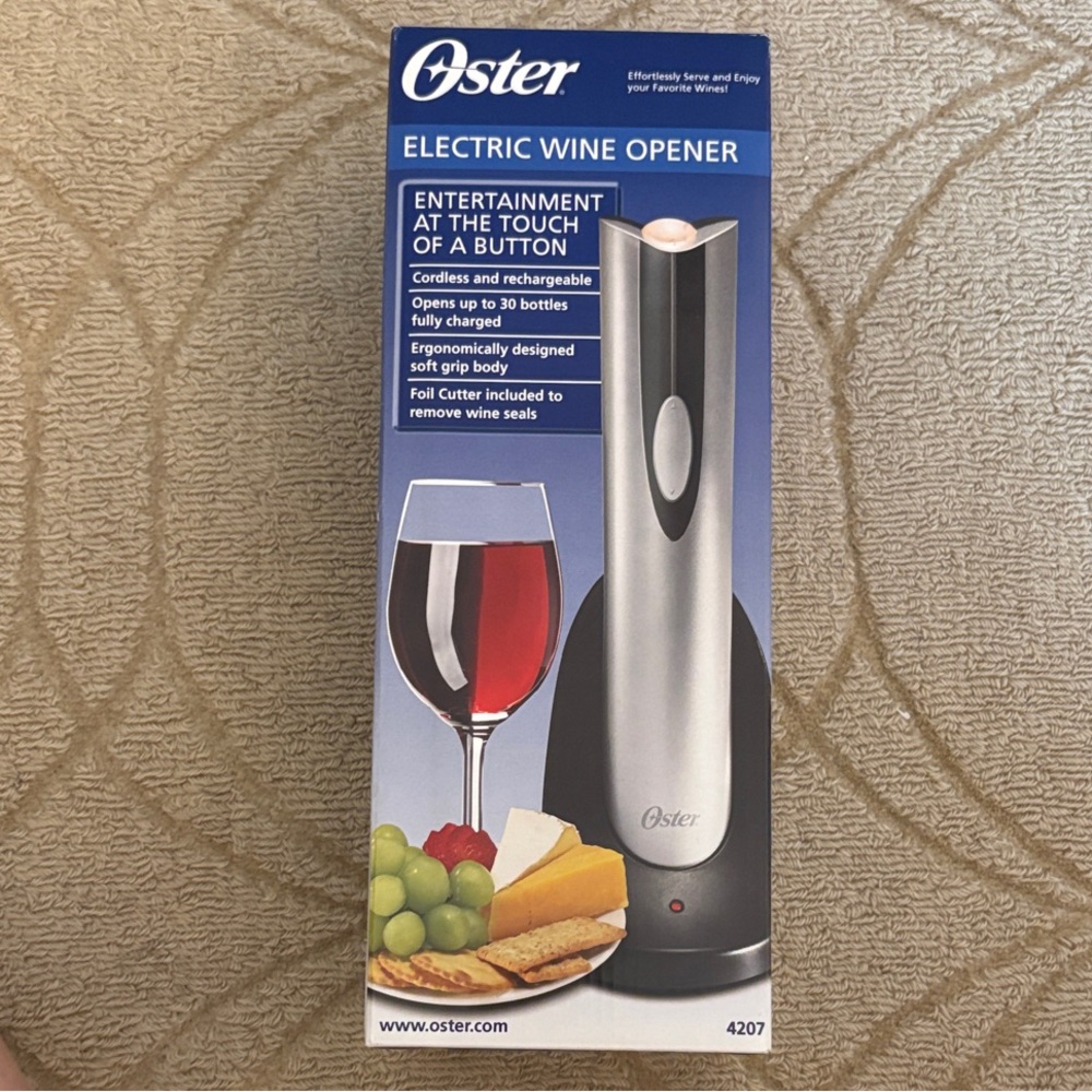 Oster Cordless Wine Opener - Silver and Black